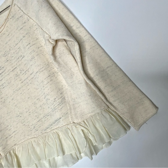 Sundance Ruffled Hem Tier Neck Sweater. Size Medium, Cream. - Picture 3 of 6